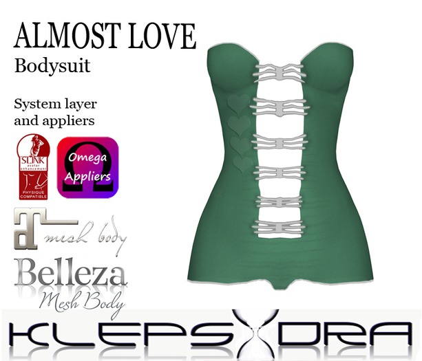 Second Life Marketplace Klepsydra Almost Love Bodysuit Green Appliers