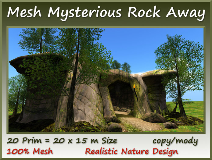 mesh mysterious rock away 20 Prim 20x15m Size copy-mody