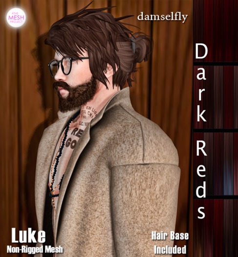 *~*Damselfly*~*Luke Non-Rigged Mesh Dark Reds