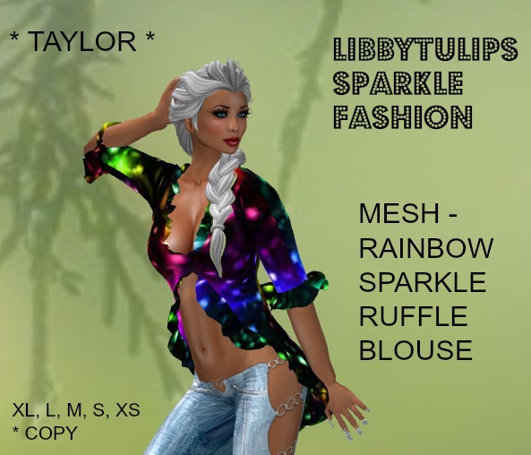 * Taylor * Rainbow Sparkle Ruffle Blouse - Mesh - boxed