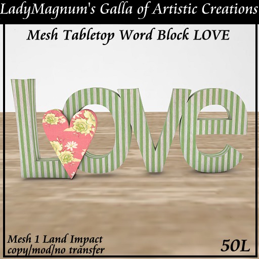 LadyM's Mesh Tabletop Word Block LOVE No 2