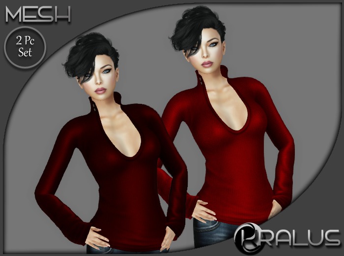 ::KRALUS:: Mesh : Collared Sweater : Reds 