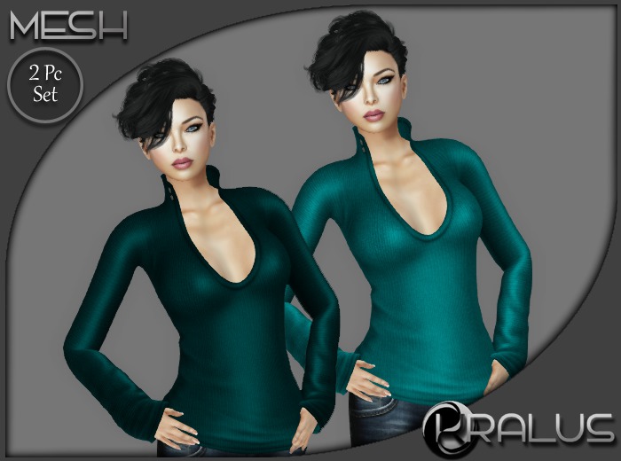 ::KRALUS:: Mesh : Collared Sweater : SeaGreens