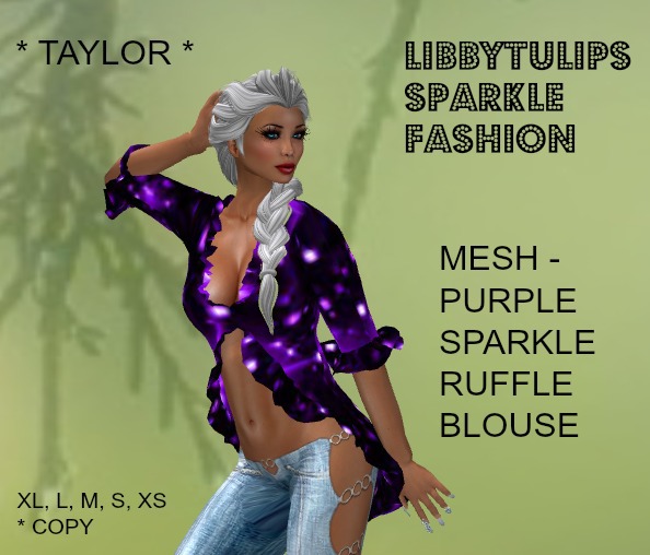 * Taylor * Purple Sparkle Ruffle Blouse - Mesh