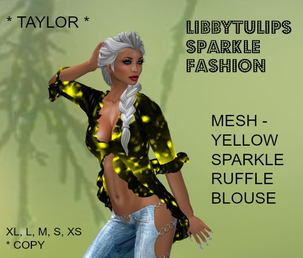 * Taylor * Yellow Sparkle Ruffle Blouse - Mesh