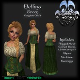 [FPI] Bellina Green~ Complete Outfit with Rigged Mesh Corset Dress, Shoes, Necklace & Earrings