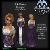 [FPI] Bellina Purple~ Complete Outfit with Rigged Mesh Corset Dress, Shoes, Necklace & Earrings