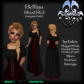 [FPI] Bellina BloodRed~ Complete Outfit with Rigged Mesh Corset Dress, Shoes, Necklace & Earrings