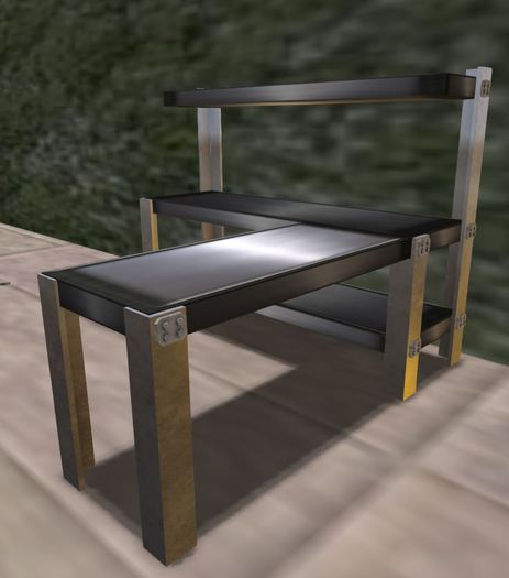 metallic shelf