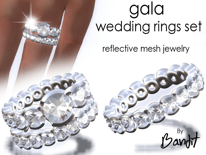 Wedding Rings couple Set "GALA" by Bandit v.1.0 (4 rings) mesh reflective high detail
