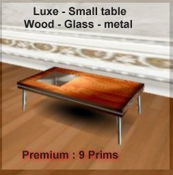 Modern small table Wood/glass/chrome