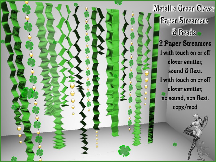 Metallic Green Clover Paper Streamers & Beads