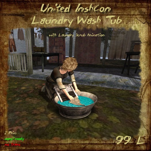 Second Life Marketplace *UI* Laundry Wash Tub v