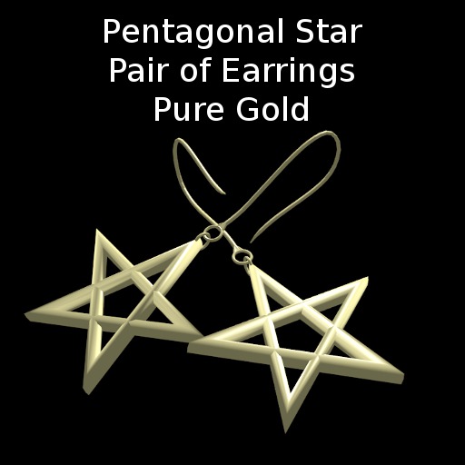Pentagonal Star Gold Earrings