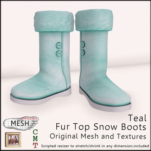 ::Duh!::Fur Top Snow Boots Teal