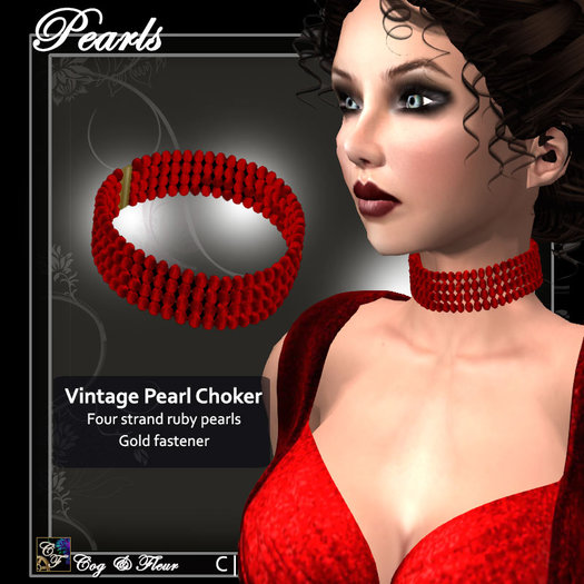 Rust Cameo Choker 2 w/ Pearls