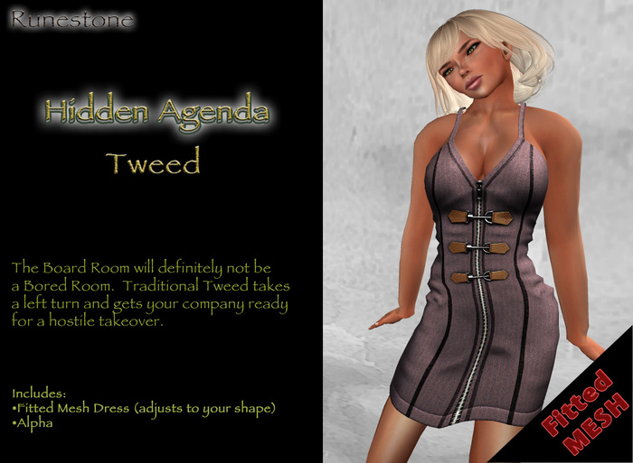 RS_Hidden Agenda Tweed Fitted Mesh Dress