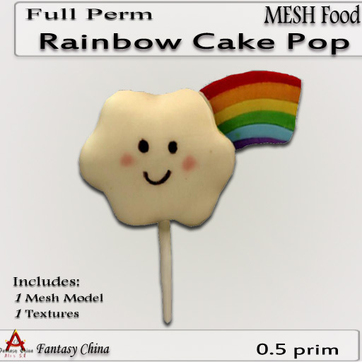 Fantasy China Mesh Rainbow Cake Pop 0.5 prim full perm