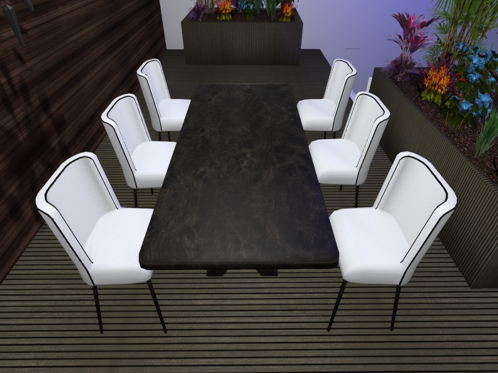 B&H Creations Modern Dining Set black & white