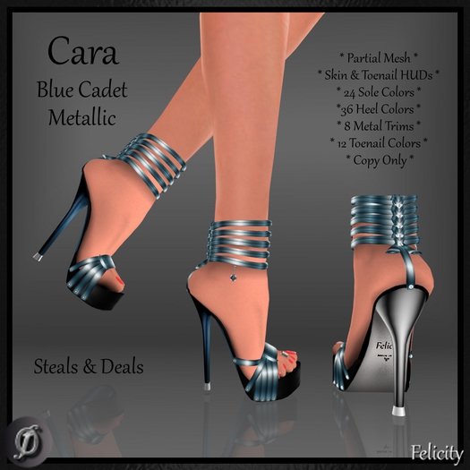 SALE Shoes - *Felicity* Cara Stilettos - Metallic Blue High Heels Platforms (36 Heel, 24 Sole, 8 Trim Colors) Part Mesh