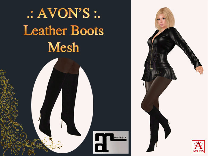 .: AVON'S :. Leather boots  - Mesh