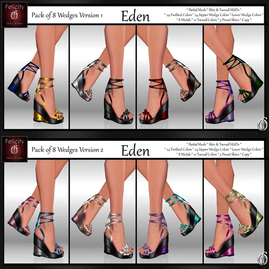 Shoes *Felicity* Eden Wedge Sandals - Mega Pack 16 Shiny Platform Wedges Shoes (24 Wedge Colors, 8 Metal Trim) Part Mesh