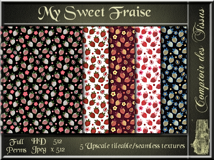 My Sweet Fraise - 5 FULL PERMS Textures