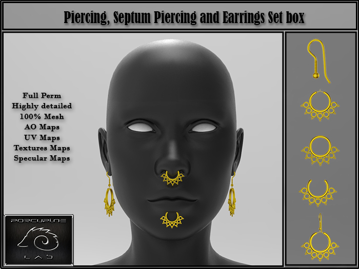 [PL] - Full Perm - Piercing, Septum Piercing, Earrings Set Box