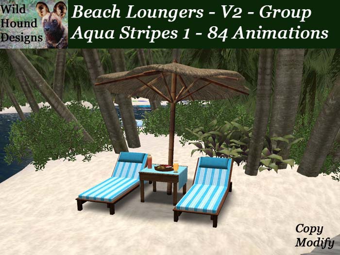[WHD] -- Beach Lounger - Couples - Aqua Stripes 1