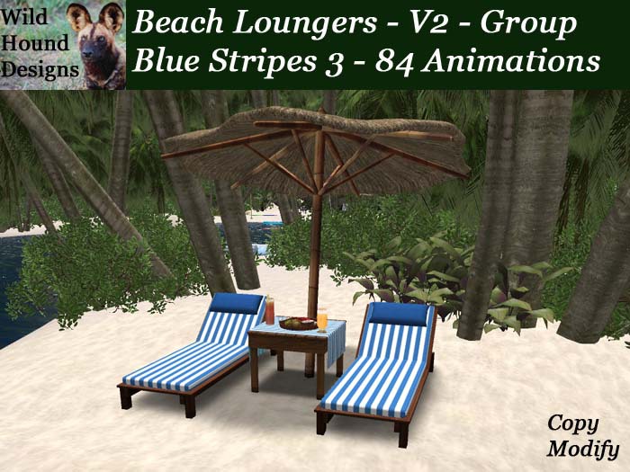 [WHD] -- Beach Lounger - Couples - Blue Stripes 3