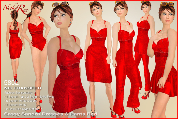 Designing Nicky Ree Business Wear - Sassy Sandra Dresses N Pants Red