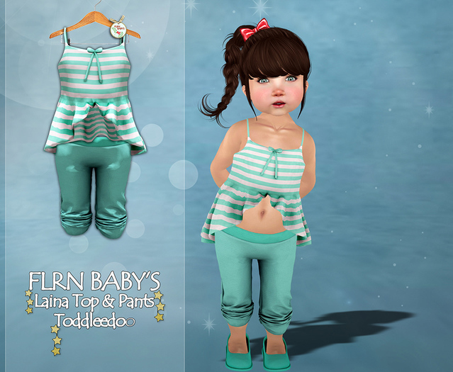 {FLRN Baby's} Laina Top & Pants V1 Turquoise