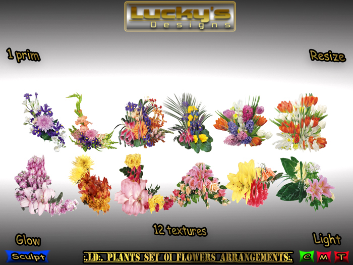 Second Life Marketplace .LD. Plants Set 01 Flowers Arrangements.