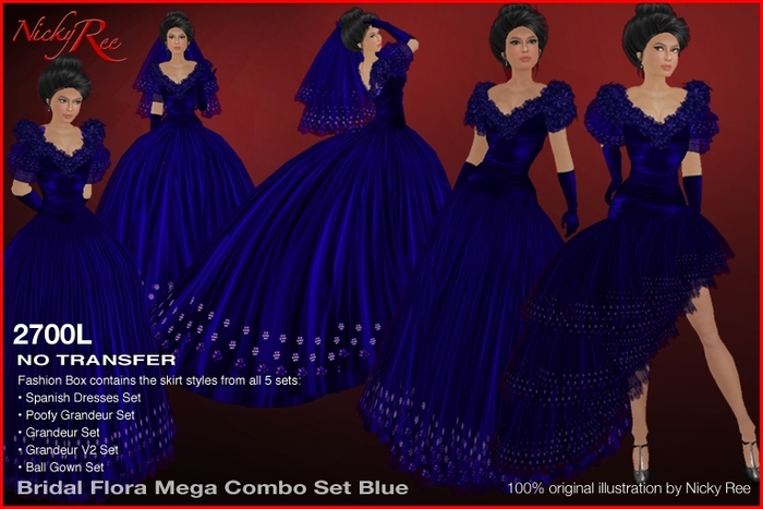 Desiging Nicky Ree Wedding Gowns - Bridal Flora Mega Combo Set Blue 