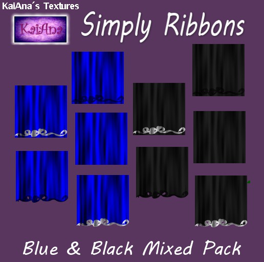 Simply Ribbons Textures - Black and Blue