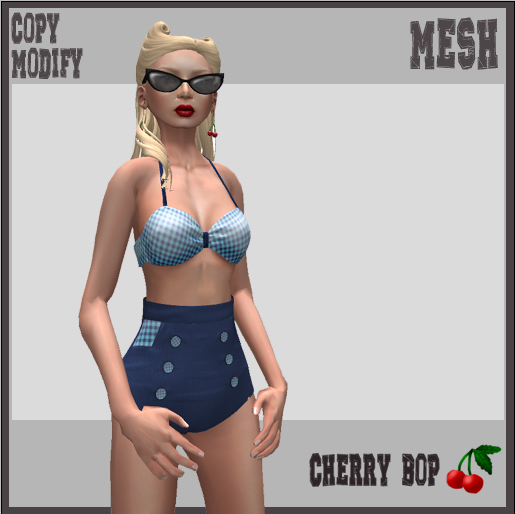 Cherry Bop: Verity Mesh Swimsuit Blue
