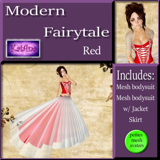 Kaiana's Modern Fairytale - Red   **for Petites Mesh Avatars**