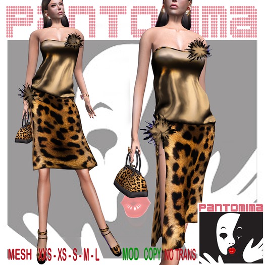 Pantomima - Mesh Dress  leopard gold