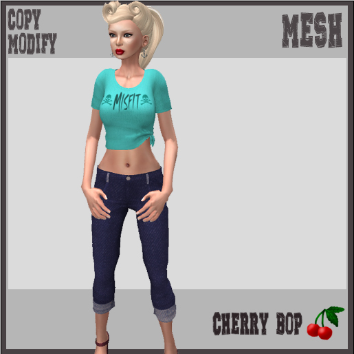 Cherry Bop: Misfit Outfit Aqua & Blue Denim