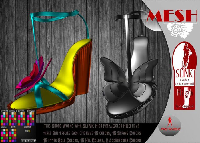 .: LIKE DESIGN :. Butterflies Shoes (With Color HUD)