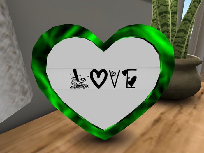 Heart Photo Frame Mesh Green Flames 