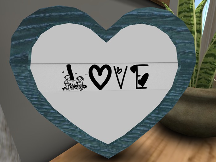 Heart Photo Frame Mesh Blue Wood 