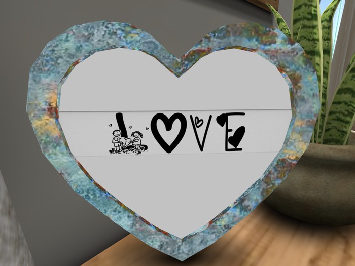 Heart Photo Frame Mesh Green/Blue Artwork