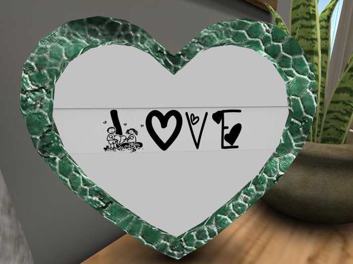 Heart Photo Frame Mesh Green Croco