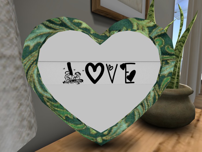 Heart Photo Frame Mesh Green Fabric