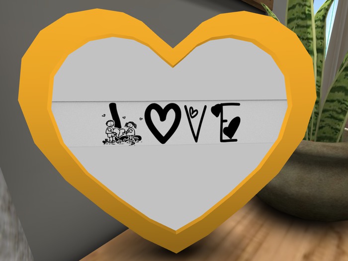 Heart Photo Frame Mesh Plastic Yellow