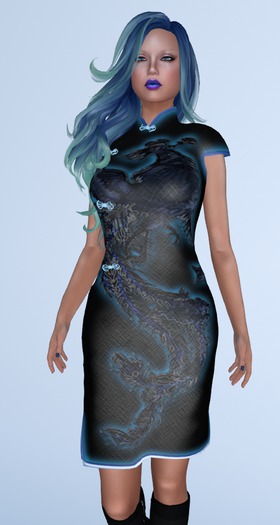 *SQ* Cyber Cheongsam Blue Peacock