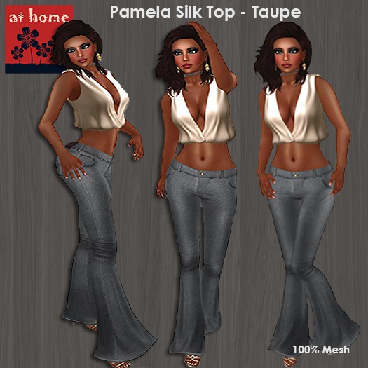 AtHome- Pamela Silk top-  Sky