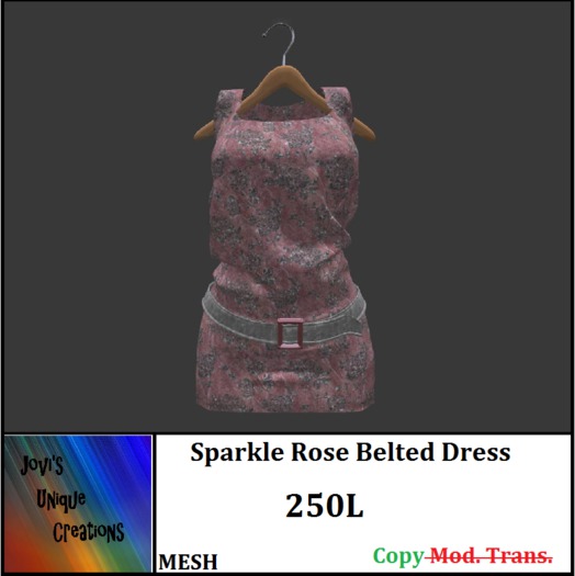 Mesh Sparkle Rose Belted Dress (box) DISCOUNTED!