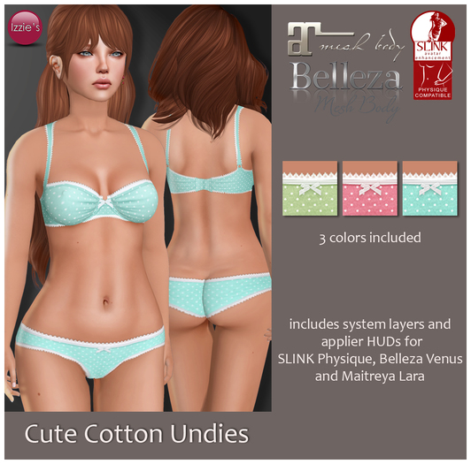 Izzie's - Cute Cotton Undies (green/pink/cyan)
